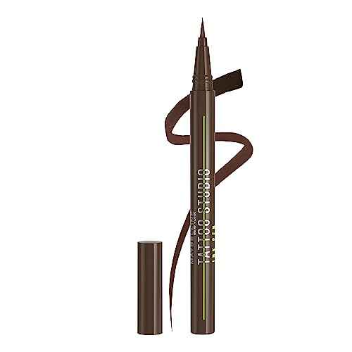 Maybelline Tattoo Studio Ink Pen Liquid Eyeliner, Up to 24 Hours of Wear, Waterproof & Smudge-Resistant Make Up, Brown, 1 Count