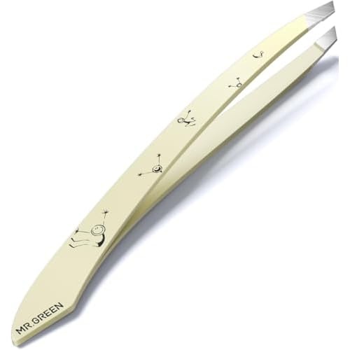 MR.GREEN Tweezers,Professional Precision Eyebrow Tweezers for Women and Men, Tweezers for Facial Hair Women, Stainless Steel Slanted Hair Removal Tweezers, Eyebrow Plucker, Ingrown hair tweezers