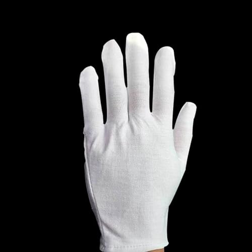 Tihzheoy Medium White Cotton Gloves for Eczema & Sensitive Hands - 12 Pairs