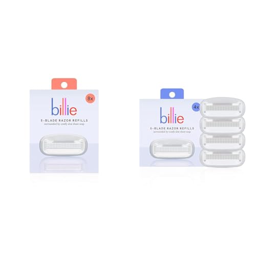 Billie Women's Razor Refill Blades 5-Blade Cartridges - 8 Count and 4 Count Bundle