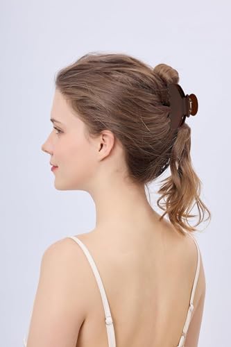 OideGuiing 3-Inch Coffee Claw Hair Clips for Fine & Thick Hair