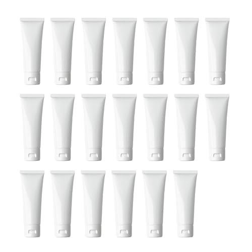 erioctry 20PCS 100ml/3.4oz Plastic White Empty Refill Cosmetic Packing Bottle Jars with Flip Cover Makeup Water Cleanser Shower Gel Emulsion Lotion Liquid Sample Storage Container
