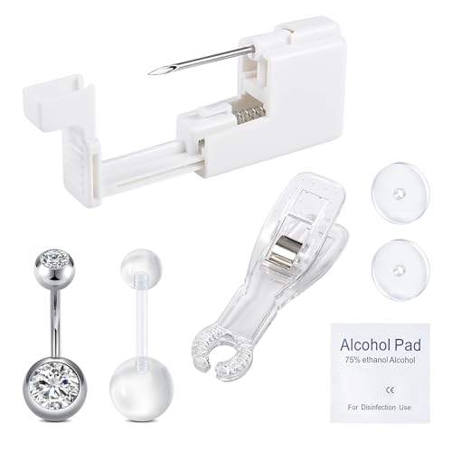 Belly Button Piercing Kit with Gun and Stainless Steel Rings