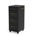 OmySalon Black Salon Trolley Cart with Wheels & 3 Drawers - Mobile Hair Styling Station