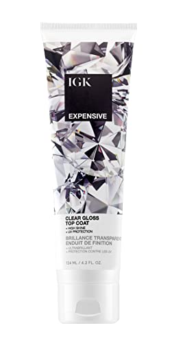 IGK EXPENSIVE Clear Gloss Top Coat | Shine + Strengthen + Smooth | Vegan + Cruelty Free | 4.2 Oz