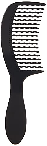 Wet Brush Detangling Comb - Black Wide Tooth Hair Detangler with WaveTooth Design - Pain-Free, Gentle on Scalp - 1 Count