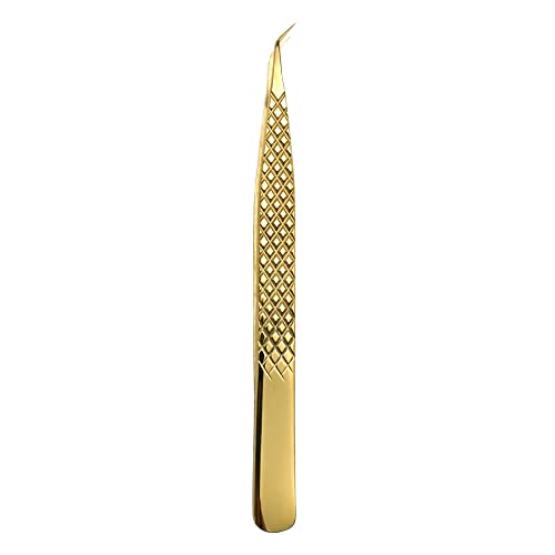 Dassen Lash Extension Tweezers Volume Eyelash Tweezers Super Strong Grip Curved Precision Stainless Steel Tweezers Anti-Static Eyelash Tools（Gold） (3-1S Gold)…