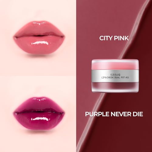 titto Lip & Cheek Dual Pot Blush - City Pink/Purple