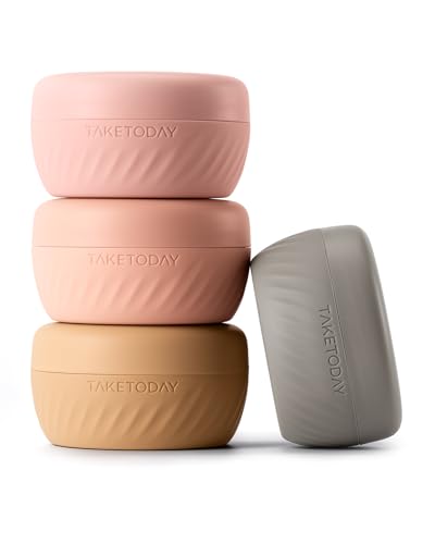 TakeToday 2oz Travel Containers, 4 Pack, TSA Approved Silicone Jars