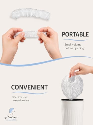 Auban 100PCS Large Shower Caps, Thick Waterproof Hair Caps 20.5"