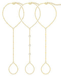 3Pcs 14K Gold-Plated Hand Chain Bracelets for Women