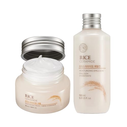 The Face Shop Korean Rice Skincare Duo ? Rice Extract Double Hydration Lotion & Moisturizer for Dry to Normal Skin