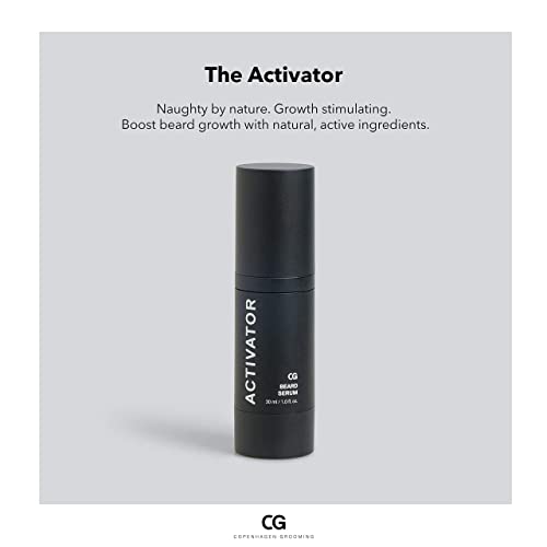 Copenhagen Grooming Beard Growth Kit - Premium Beard Set for Men: Beard Roller, Cleanser, Beard Activator Serum and Beard Keychain Comb (The Activator 1 fl. oz.)