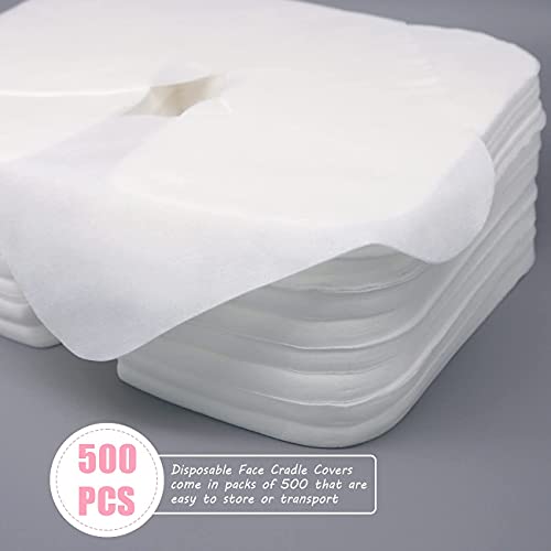 Disposable Face Cradle Covers 500 Pack - Soft Cotton Massage Headrest Covers