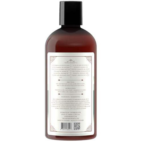 Pueblo Remedy Body Wash, Cucumber & Eucalyptus ? Soothing & Invigorating Shower Gel, Vegan & Cruelty-Free, 16.9 Oz