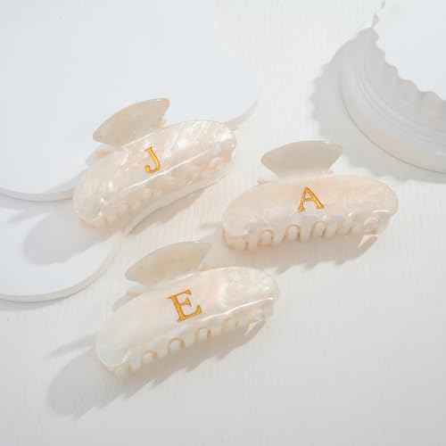 LILIE&WHITE Acrylic Letter Hair Clips For Women Stylish A Monogram Hair Claw Alphabet Hair Clip Fashion Glitter Claw Clips Elegant And Durable Hair Accessory Large Hair Clips A