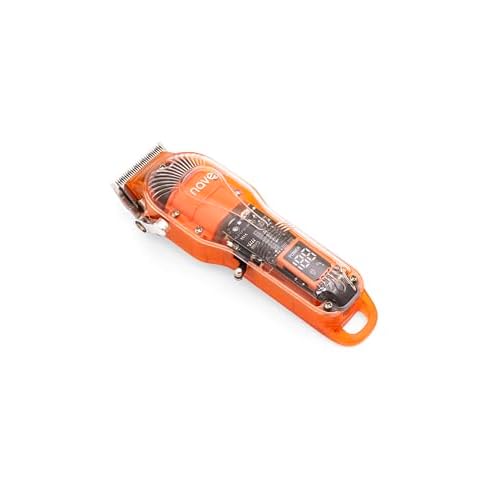 Nave Cordless Hair Clippers for Men ? Professional Zero Gap T-Blade Trimmer, Rechargeable, LCD Display, Adjustable Blade & Combs ? Home & Barbershop Use (Orange)