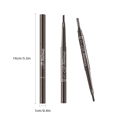 12 Pcs Eyebrow Pencils 2 in 1 Tip-and-Brush Eyebrow Pencil with Retractable and Waterproof Eyebrow Pencil for Women and Beginners (Dark Brown)
