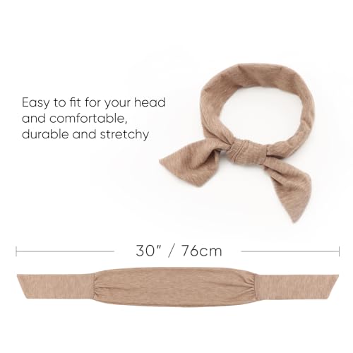 DRESHOW 6-Pack Adjustable Knot Headbands for Women – Beiges, Apricot, Prussian Blue, Grey, Begonia Red, Black (Non-Slip, Workout)