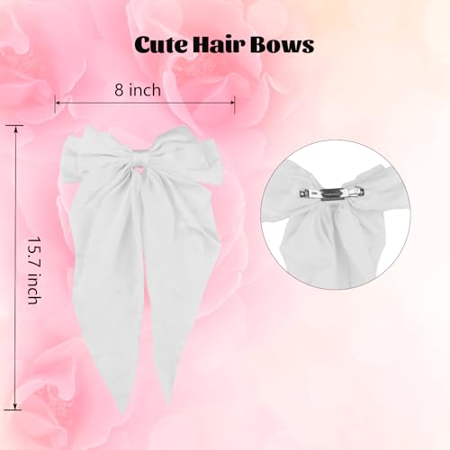 Fancylovesotio 4PCS Silky Satin Hair Bows Clip Hair Ribbons with Long Tail Hair Barrettes with Metal Clips and Bowknot Hair Accessories for Girls Teens Kids