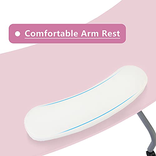 Pink Foldable Manicure Table with Drawer & Client Wrist Cushion - Portable Nail Tech Desk 36-inch
