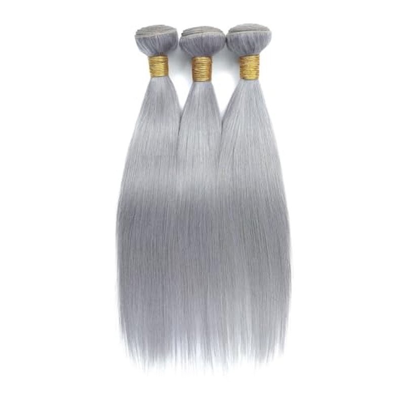 Brazilian Grey Straight Hair 3 Bundle Set 16-20 Inch