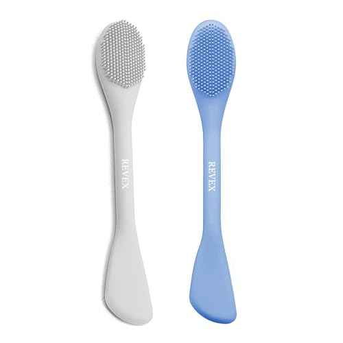 REVEX Pore Cleaning Brush,Face Scrubber,Lymphatic Drainage Massager,Silicone Face Mask Applicator,Mask Applicator Tool for Facial Mud,Contour Face Brush for Lymphatic Drainage. (Sky Blue+Gray)