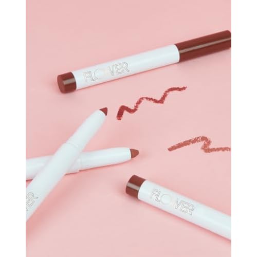 FLOWER BEAUTY Scribble Stick Lip Liner + Eyeliner - Smooth Application + Blendable - 2-in-1 Lip + Eye Liner (Mauvelous)