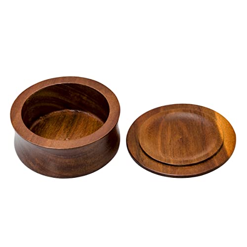 Grandslam Wooden Shaving Bowl with Lid Shaving Soap Bowl for Men Easy to Lather Fits Wet Shaving