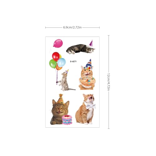 60 Cat Temporary Tattoos - Waterproof Party Favors
