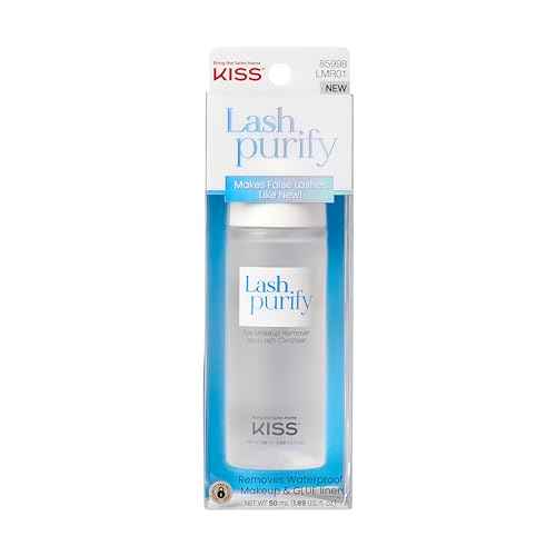 KISS Lash Purify Eye Makeup Remover & False Eyelash Cleanser/Conditioner, Gentle 3-in-1 Formula Removes Lash Glue & Waterproof Makeup, Net Wt. 50 ml (1.69 US fl. oz.)