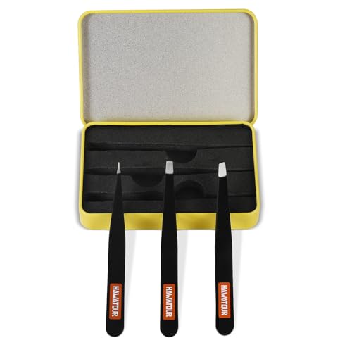 HAWATOUR Precision Stainless Steel Tweezers Set 3pc