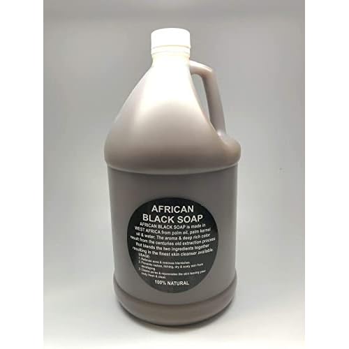 Liquid African Black Soap 1 Gallon - 100% Pure Natural Organic From Ghana | Body Wash, Face Cleanser, Hair Shampoo & Hand Soap Bulk