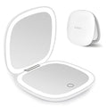 Compact LED Makeup Mirror with 1X/10X Magnifying, Dimmable USB Rechargeable