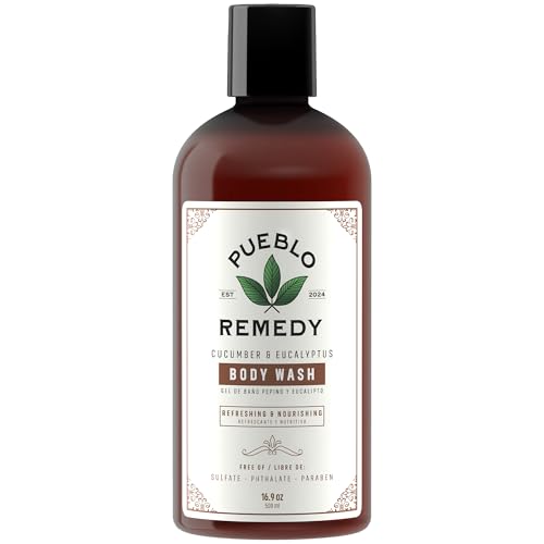Pueblo Remedy Body Wash, Cucumber & Eucalyptus ? Soothing & Invigorating Shower Gel, Vegan & Cruelty-Free, 16.9 Oz