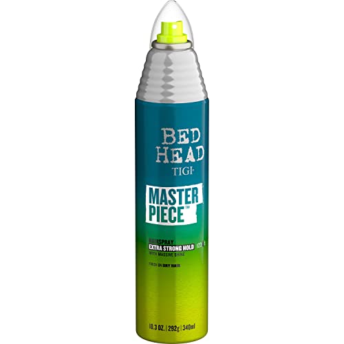 TIGI Bed Head Manipulator texturizing Putty with Firm Hold 2.01 oz & Bed Head Master Piece Hairspray with Extra Strong Hold Unisex Hair Spray 10.3 oz
