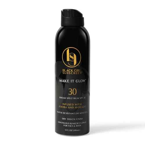 Black Girl Sunscreen - Make it Glow Face & Body Moisturizing Sunscreen Spray SPF 30, No White-Residue for Melanin Rich Skin (SPF-30-5oz-Spray)