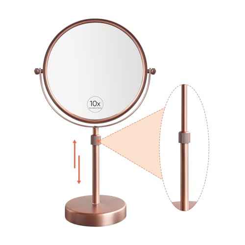 Nicesail Table Mirror 1X 10X Magnifying Mirror Double Sided, Makeup Mirror for Desk 360 Rotation 8 Inch Face Mirror, Matte Rose Gold