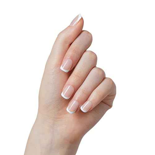 KISS imPRESS No Glue Mani Press On Nails, French, 'Model', White, Short Size, Squoval Shape, Includes 30 Nails, Prep Pad, Instructions Sheet, 1 Manicure Stick, 1 Mini File