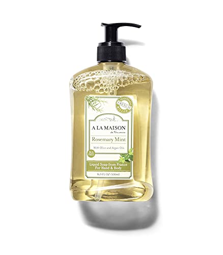 A LA MAISON French Liquid Hand Soap, Rosemary Mint - Natural Hand Wash Made with Essential Oils - Biodegradable, Plant-Based, Vegan, Cruelty-Free, Alcohol & Paraben Free (16.9 oz, 3 Pack)