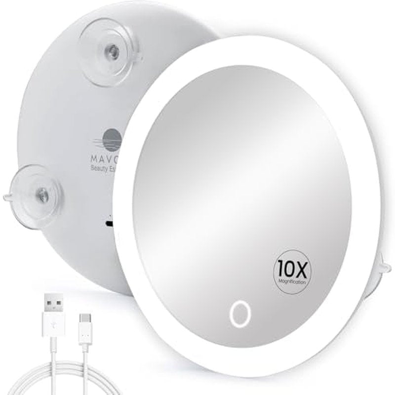 Mavoro 10X LED Magnifying Makeup Mirror with 3 Suction Cups