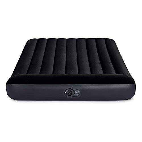 Intex 64149ED Dura-Beam Standard Pillow Rest Air Mattress: Fiber-Tech – Queen Size – Built-in Electric Pump – 10in Bed Height – 600lb Weight Capacity