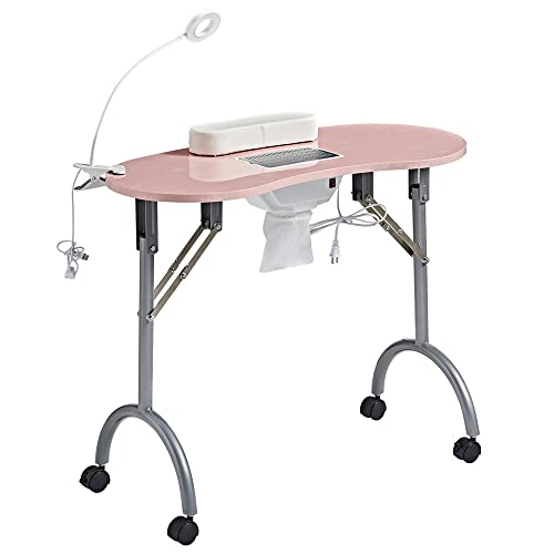 Portable Nail Desk with Dust Collector & LED Lamp