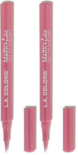 L.A. COLORS Mark & Line Felt Tip Eyeliner, Baby Pink (Pack of 2)
