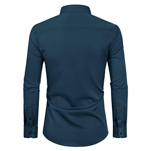 Alimens & Gentle Slim Fit Dress Shirts for Men Long Sleeve Stretch Stain Proof Wrinkle Free Button Down Shirts Formal Shirts