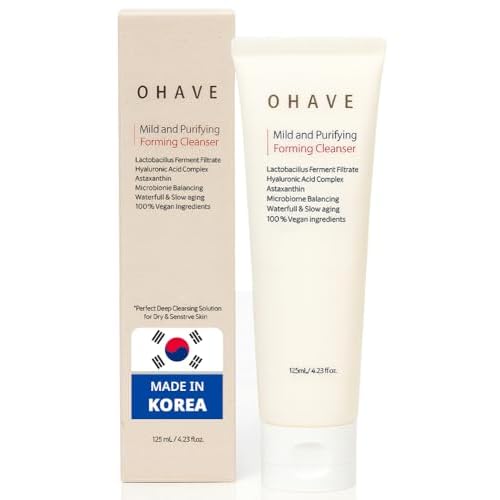 OHAVE Mild & Purifying Foaming Cleanser Gentle Vegan Face Wash,korean skin care, beauty, Hydrating & Soothing,makeup remover
