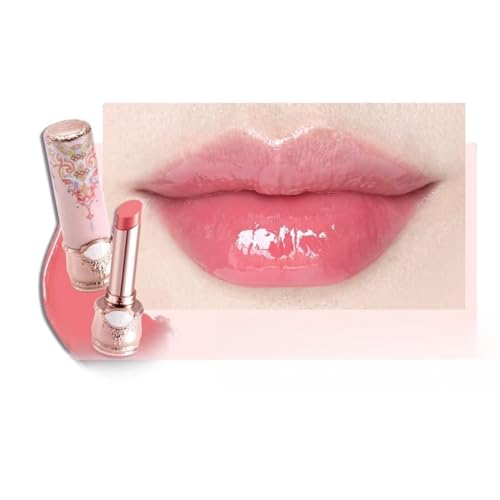 Flower Knows Butterfly Cloud Collar Glossy Lipstick,Hydrating Solid Lip Gloss,Moisturizing Pink Tinted Lip Balm,Long Lasting Lip Gloss in Balm for Girls&Women,(C05 Peach Blossom)