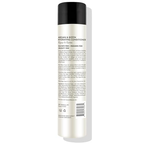 Sunny Isle Argan and Biotin Hydrating Conditioner - Collagen, Almond, Jamaican Black Castor Oil - 10.1 oz