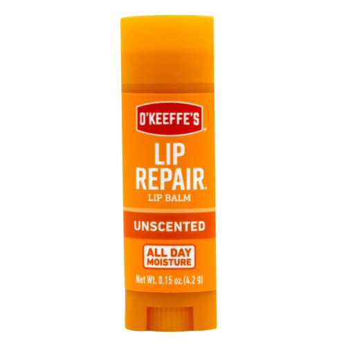 O'Keeffe's Unscented Lip Repair Lip Balm for Dry, Cracked Lips, Stick, (Pack of 3)