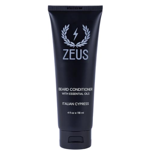 ZEUS Italian Cypress Beard Conditioner Wash with Essential Oils for Men, Deep Cleansing Hydration for Softer Facial Hair with Avocado, Aloe Vera & Jojoba Oil (Made in USA) 4 oz.